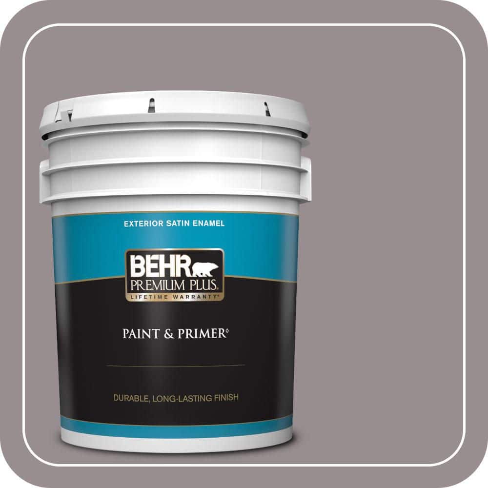 BEHR PREMIUM PLUS 5 gal. #QE-60 Heather Moor Satin Enamel Exterior Paint & Primer