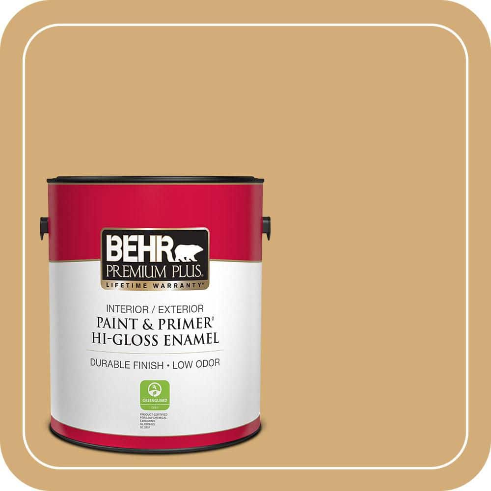 BEHR PREMIUM PLUS 1 gal. #MQ2-17 Glittering Sun Hi-Gloss Enamel Interior/Exterior Paint & Primer