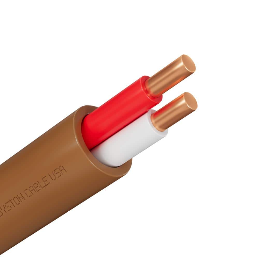 Syston Cable Technology 20/2 Brown CMR Solid Bare Copper Thermostat Doorbell HAVC Heating Control Wire Cable- Riser Rated UV Resistant