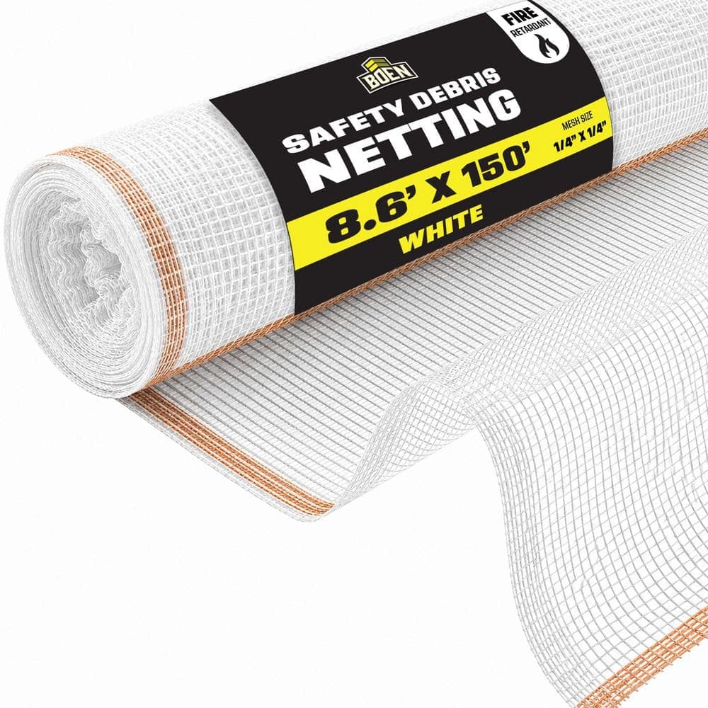 BOEN 8.6 ft. x 150 ft. White Fire Resistant SafetyShield Safety Netting (1)