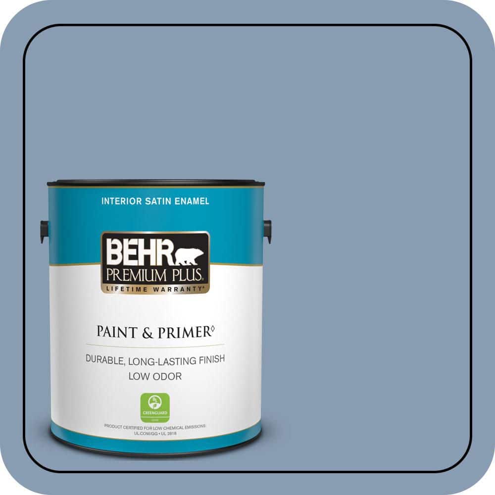 BEHR PREMIUM PLUS 1 gal. #S520-4 Private Jet Satin Enamel Low Odor Interior Paint & Primer