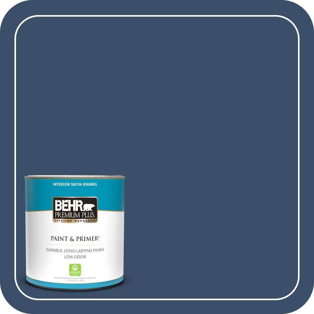 BEHR PREMIUM PLUS 1 qt. #M510-7 Inked Satin Enamel Low Odor Interior Paint & Primer (1)