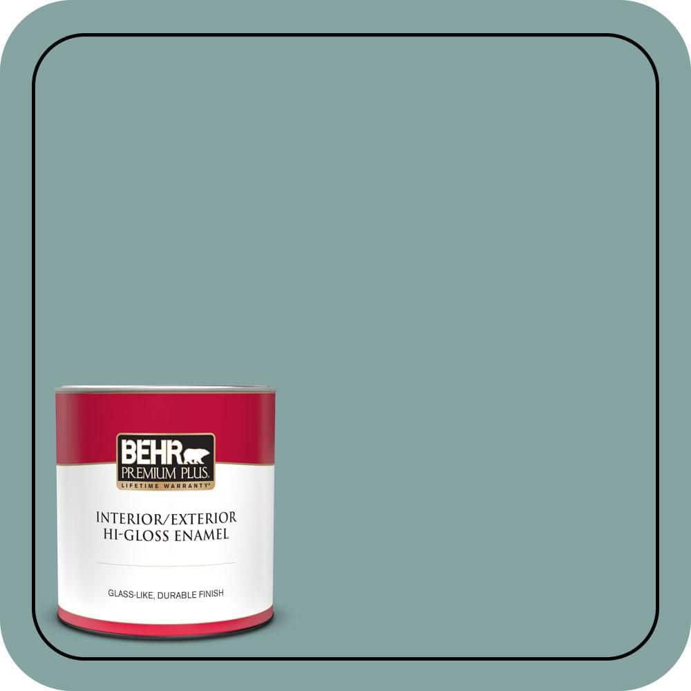 BEHR PREMIUM PLUS 1 qt. #PPU13-08 Venus Teal Hi-Gloss Enamel Interior/Exterior Paint & Primer (1)