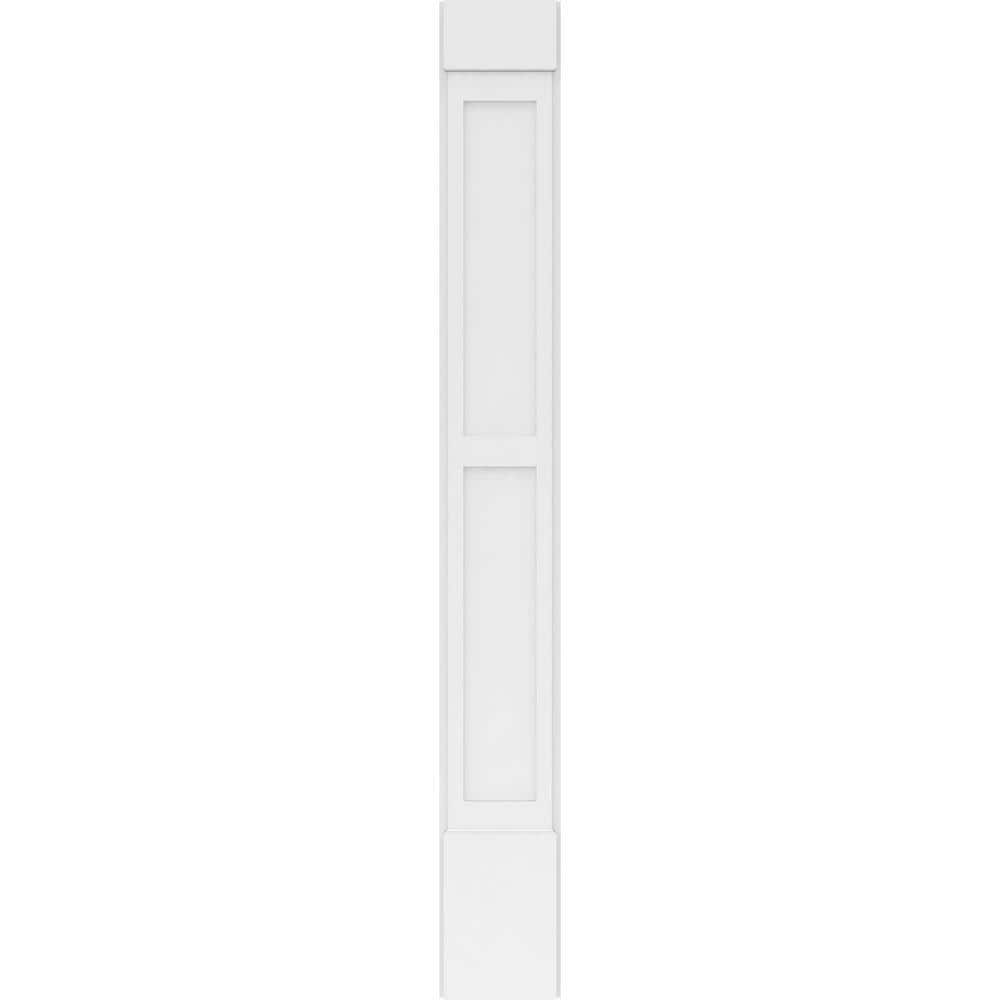Ekena Millwork 2 in. x 10 in. x 82 in. 2-Equal Flat Panel PVC Pilaster Moulding with Standard Capital and Base (Pair) (3)