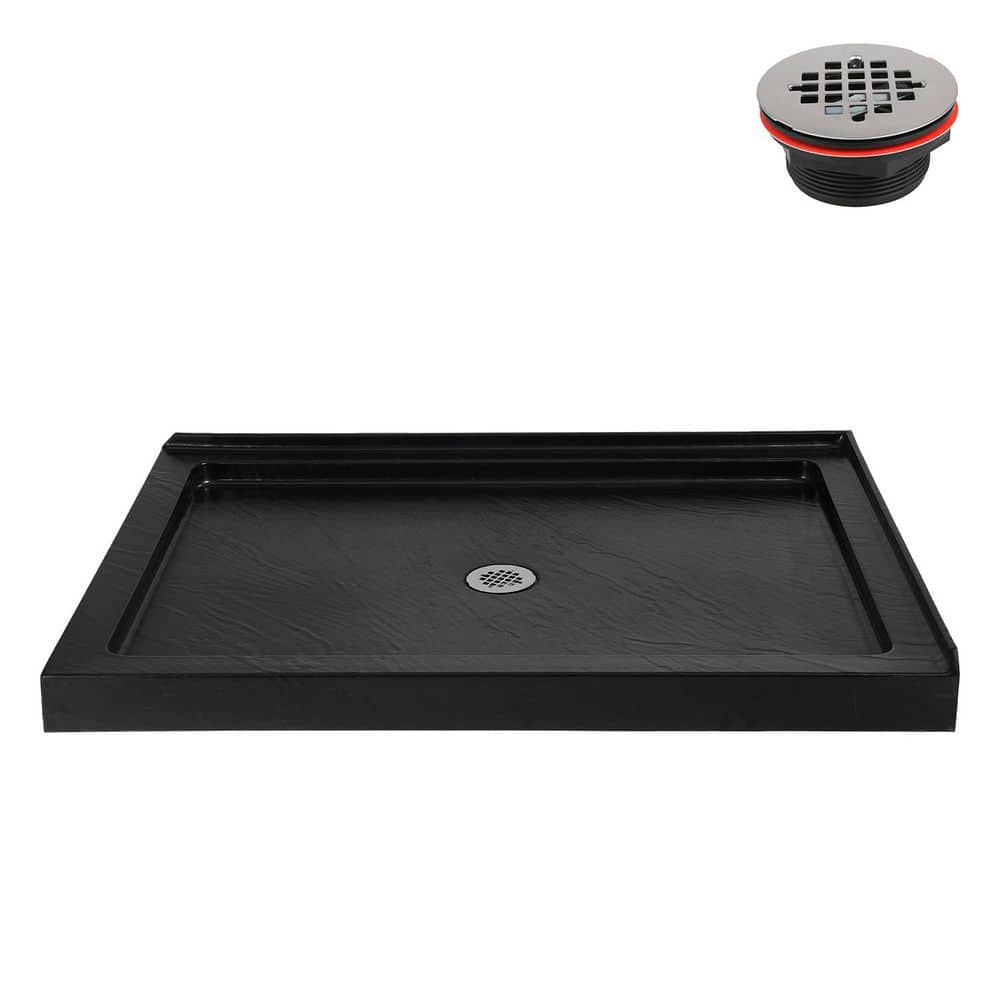 Streamline NTM-690-48BL-CR 48 in. 36 in. Corner Acrylic Shower Pan Base Matte Black with Drain, Drain Included (4)