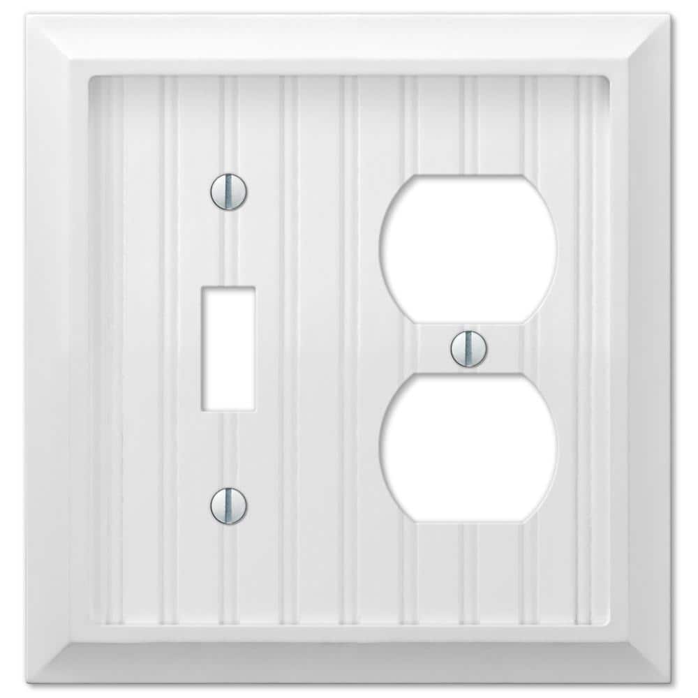 AMERELLE Cottage 2-Gang White 1-Toggle / 1-Duplex BMC Wood Wall Plate (1)