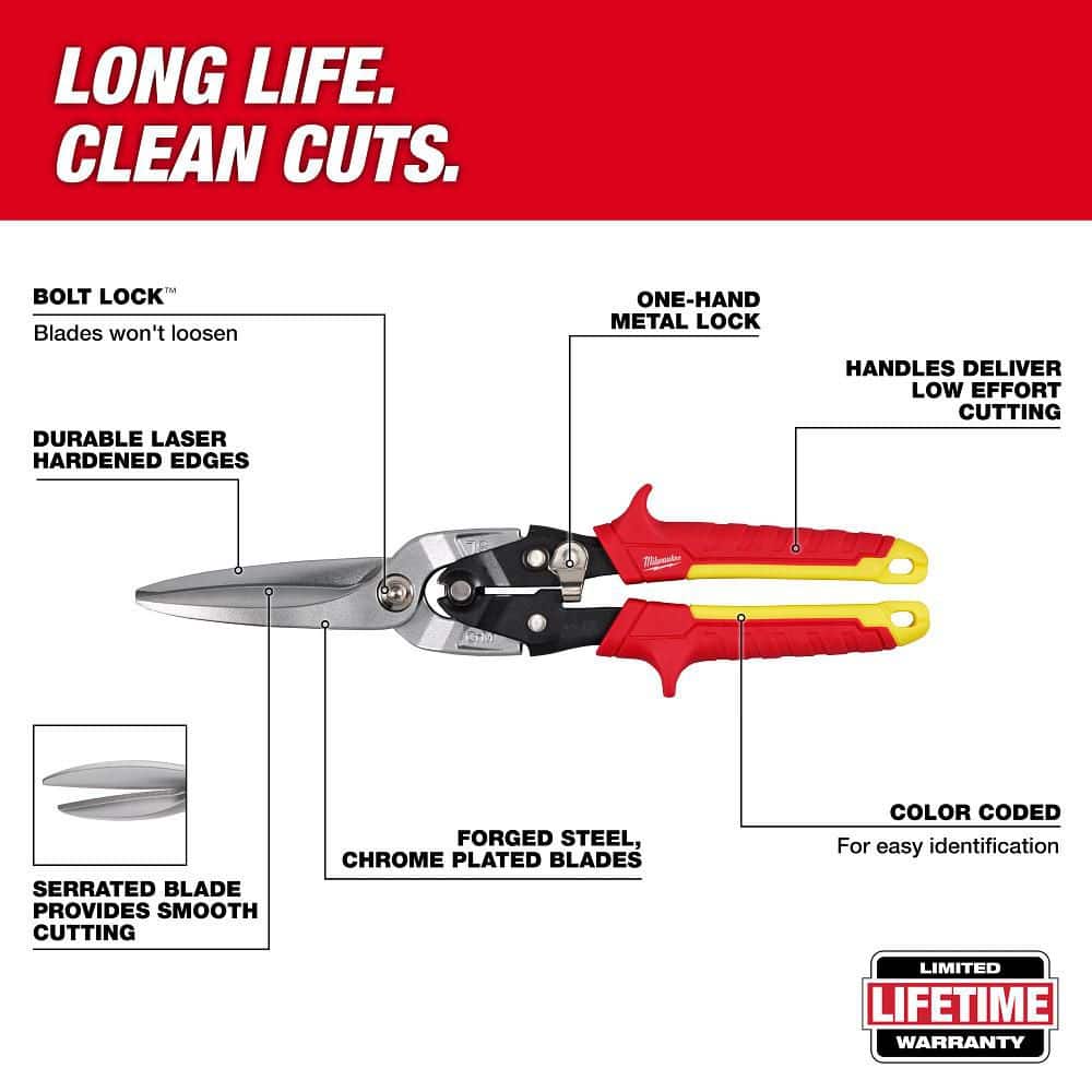 Milwaukee 11.5 in. Long Straight-Cut Aviation Snips (3)