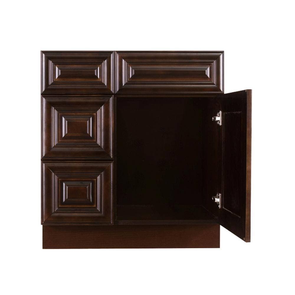 LIFEART CABINETRY Edinburgh Assembled 30 in. x 21 in. x 32.5 in. Bath Vanity Sink Base Cabinet with 1-Door, 2-Left Drawers in Espresso (2)