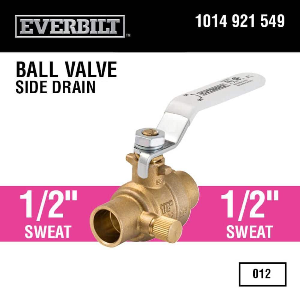 Everbilt 1/2 in. SWT Full Port Lead Free Brass Ball Valve w/ Drain (2)
