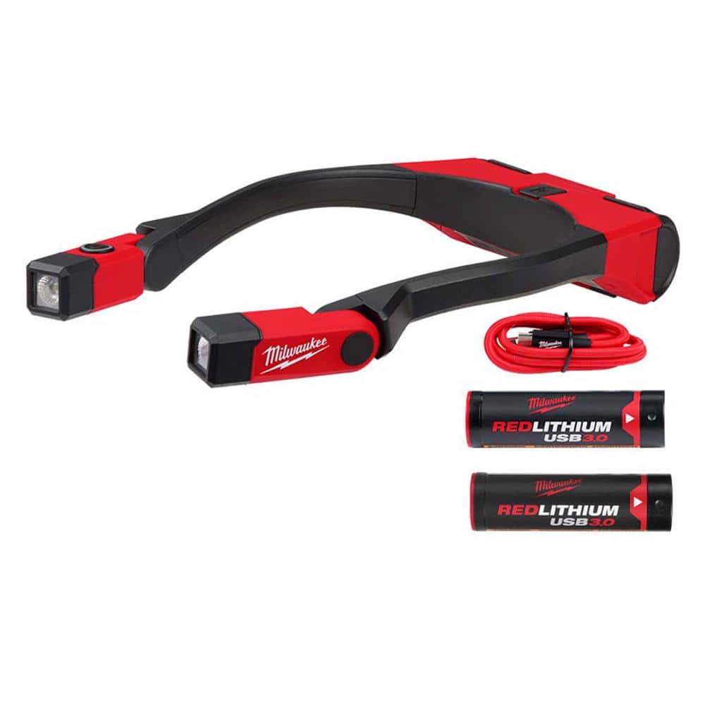 Milwaukee 400 Lumens LED REDLITHIUM Rechargeable Neck Light with Extra USB 3.0 Ah Battery