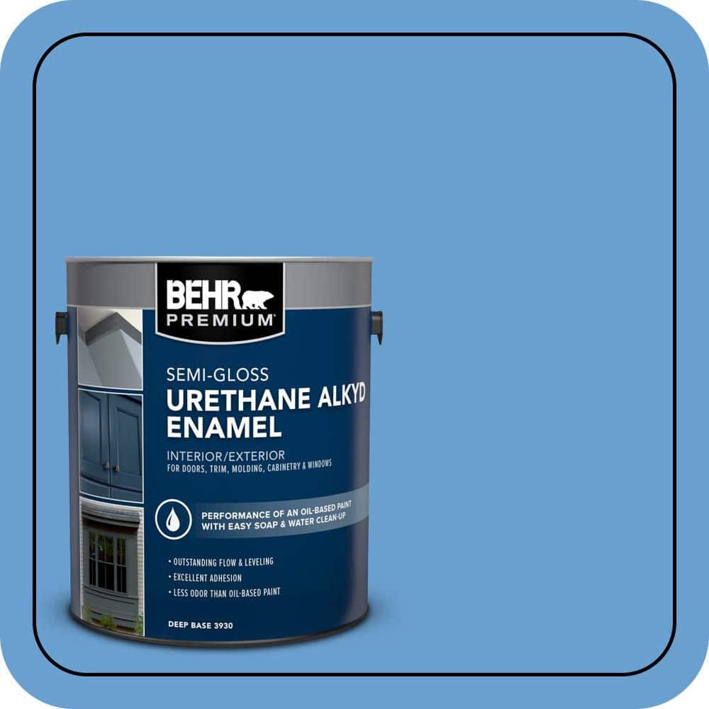 BEHR PREMIUM 1 gal. #P520-4 Cornflower Urethane Alkyd Semi-Gloss Enamel Interior/Exterior Paint (1)