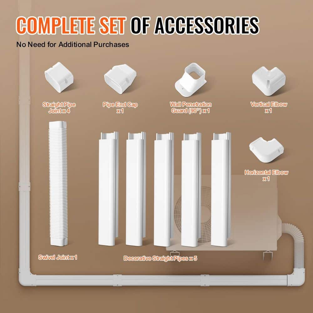 SKYSHALO Mini Split Line Set Cover 3 in. W 10 ft. L, PVC Decorative Pipe Line Cover for Air Conditioner with 5 Straight Ducts (2)