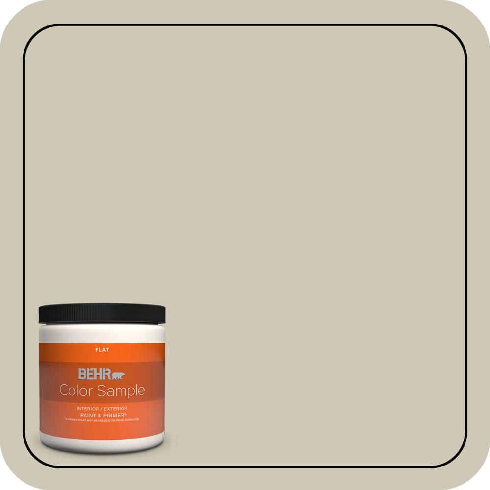 BEHR PREMIUM PLUS 8 oz. #PPU8-16 Coliseum Marble Flat Interior/Exterior Paint & Primer Color Sample (1)