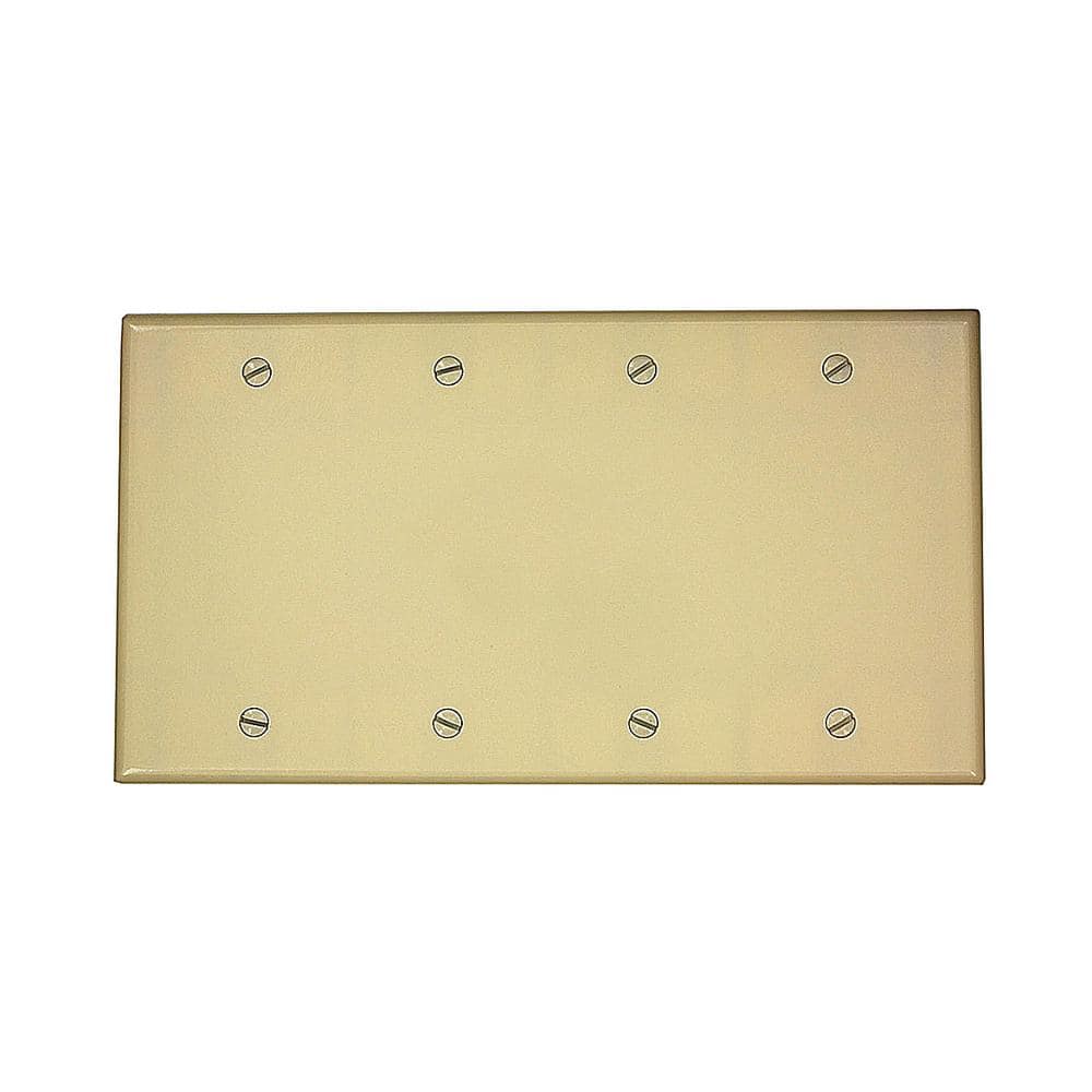 Leviton 4-Gang Ivory Blank Plate Plastic Standard Wall Plate (1-Pack) 86064