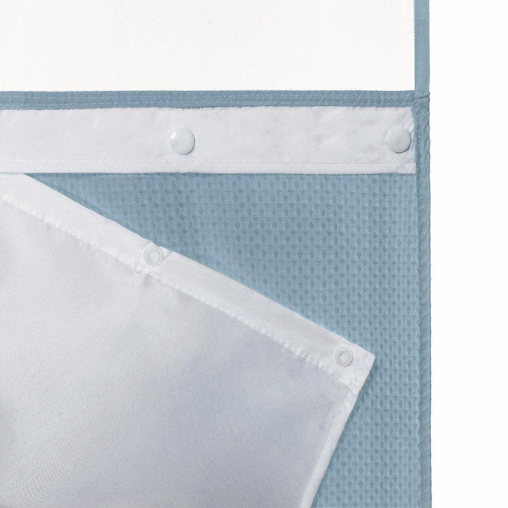 Wudkey 71 in. W x 74 in. L Polyester Shower Curtain Set in Blue, Semi-Sheer, Spring Moisture Proof with Snap-in Liner (2)
