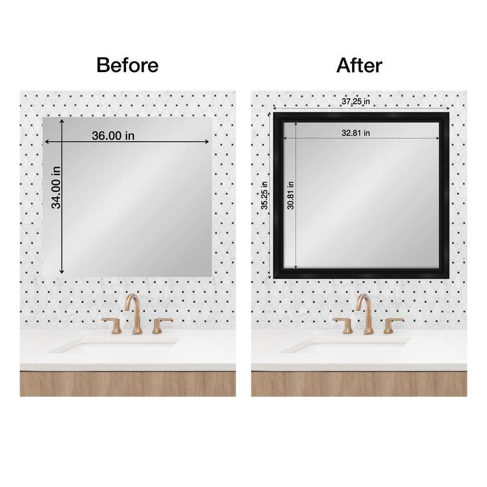 Amanti Art Mirror Makeover Grand Black Narrow 35.25 in. W x 37.25 in. H Bathroom Mirror Frame Border Kit-Fits a 34 x 36 Mirror (2)