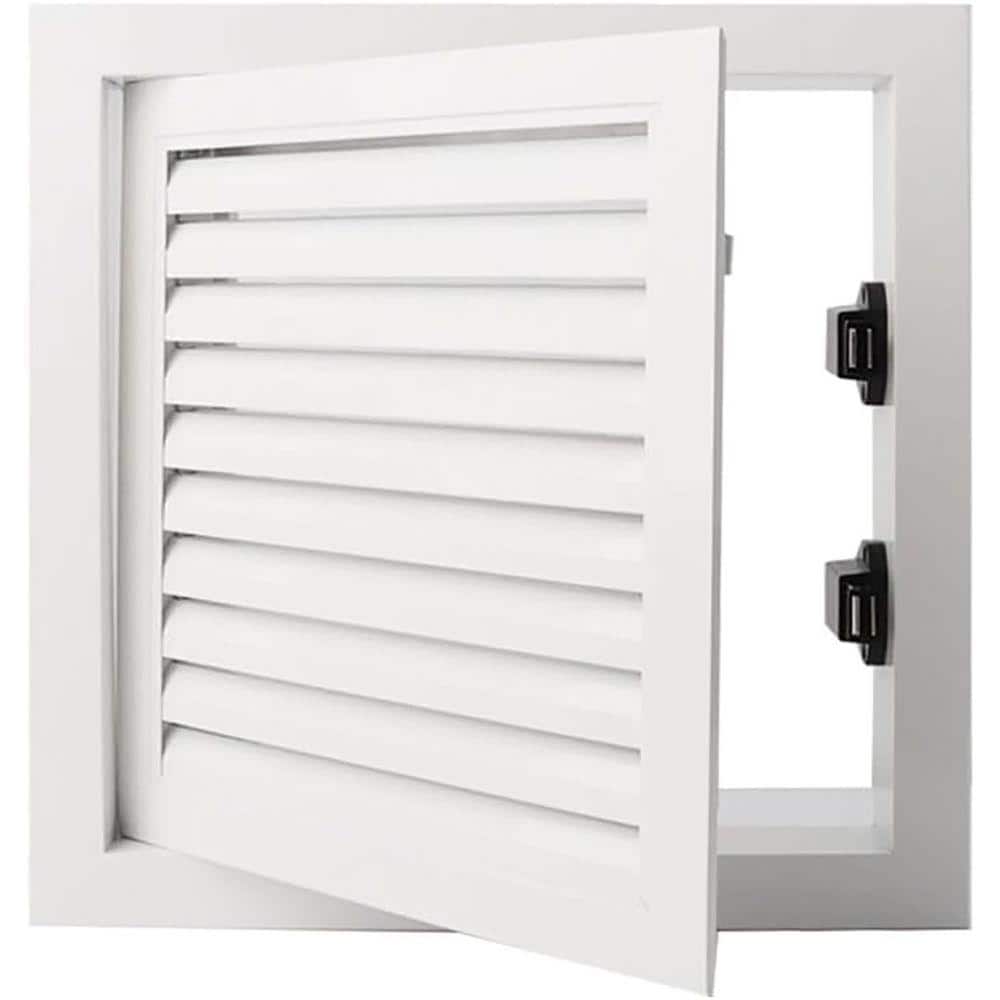 KIWDZFU 11.65 x 11.65 in. Square White Aluminum Alloy Access Panel for Drywall with Push-Button Switch and Ventilation (1)