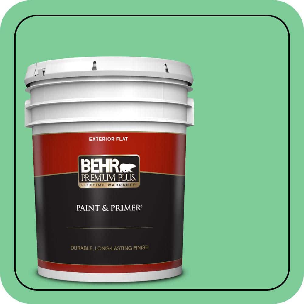 BEHR PREMIUM PLUS 5 gal. #460B-4 Garden Glow Flat Exterior Paint & Primer