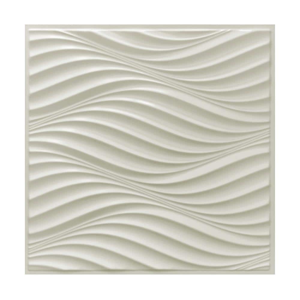 Dundee Deco 3D Falkirk Retro IV 23 in. x 23 in. Off White Faux Waves PVC Decorative Wall Paneling (1)