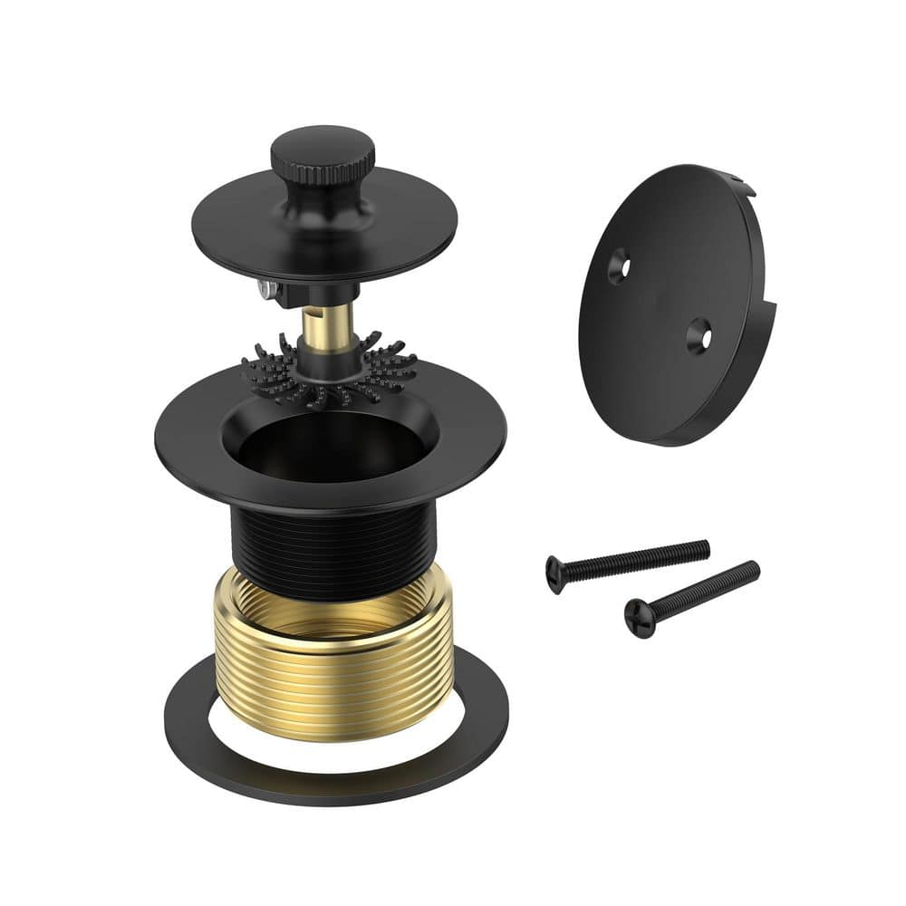 Wudkey 1-Piece Bathtub Drain Included Hair Catcher Hole Overflow Faceplate Lift and Turn Tub Drain Stopper (1)