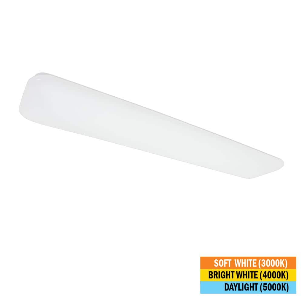 Commercial Electric 48 in. x 10 in. Classic White LED Flush Mount Closet Light 3200 Lumens 40-Watt Adjustable CCT Kitchen Light Dimmable (2)
