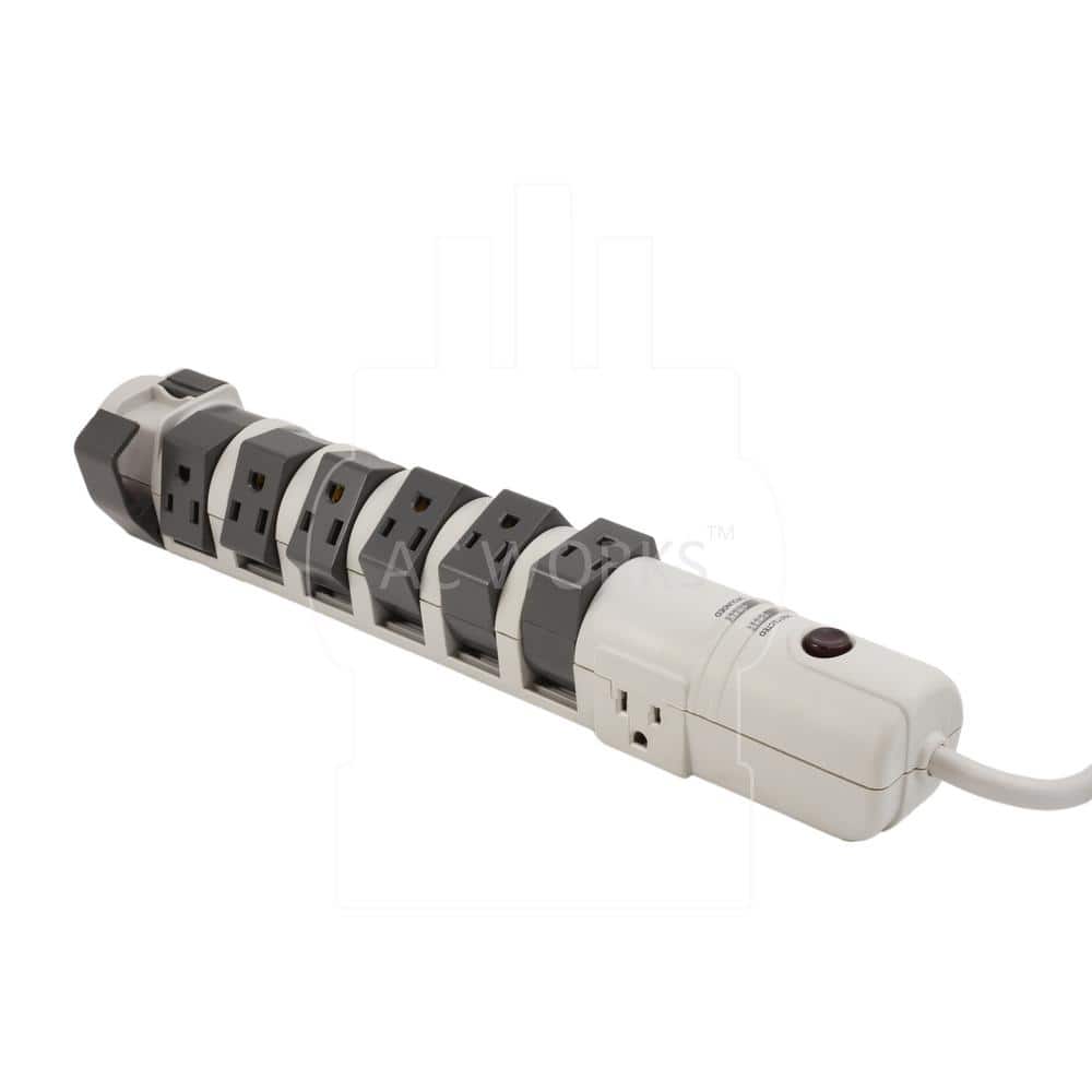 AC WORKS 8-Outlet 6 ft. SJT 14/3 Rotating Power Strip with Surge Protection (3)