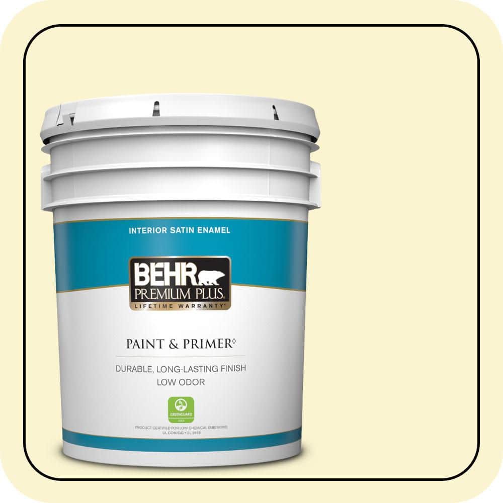 BEHR PREMIUM PLUS 5 gal. #P310-1 Effervescent Satin Enamel Low Odor Interior Paint & Primer