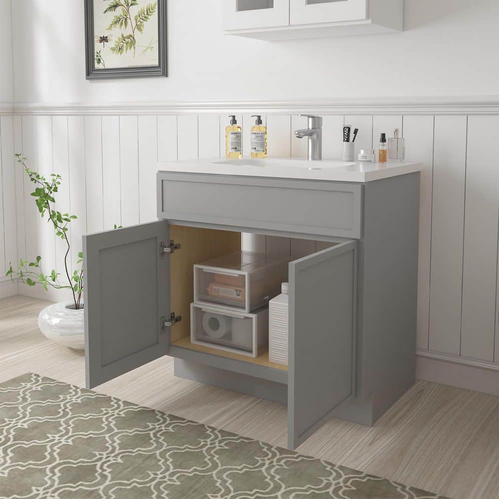 Vanity Art Colton 2-Door Freestanding Shaker Bathroom Vanity Cabinet (No Top) — Unassembled (3)