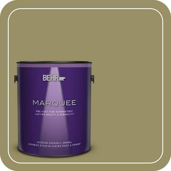 BEHR PREMIUM PLUS #390F-6 Tate Olive Enamel & Primer Color Sample (3)