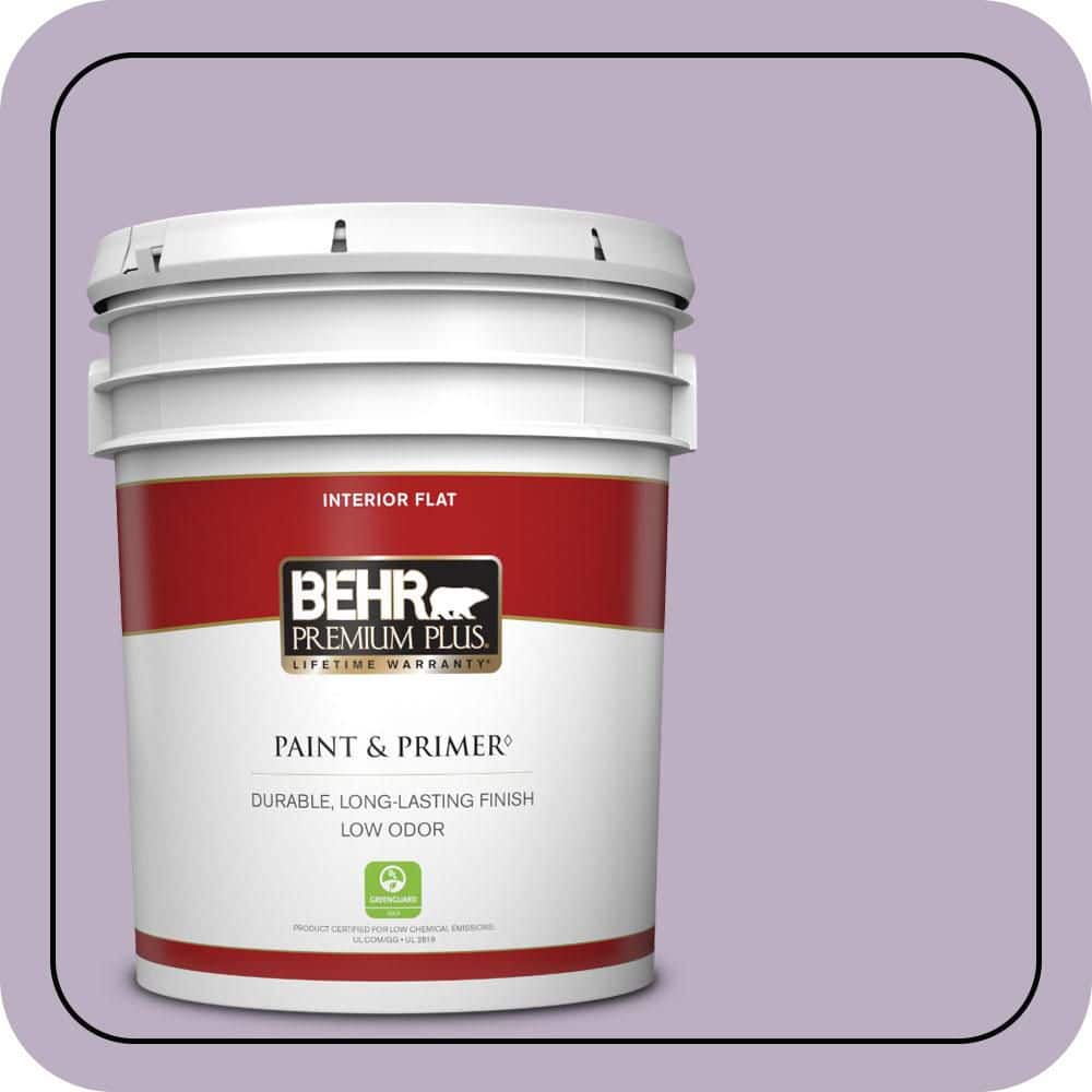 BEHR PREMIUM PLUS 5 gal. #S100-3 Courtly Purple Flat Low Odor Interior Paint & Primer