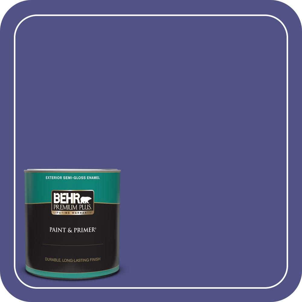 BEHR PREMIUM PLUS 1 qt. #P550-7 Purple Prince Semi-Gloss Enamel Exterior Paint & Primer