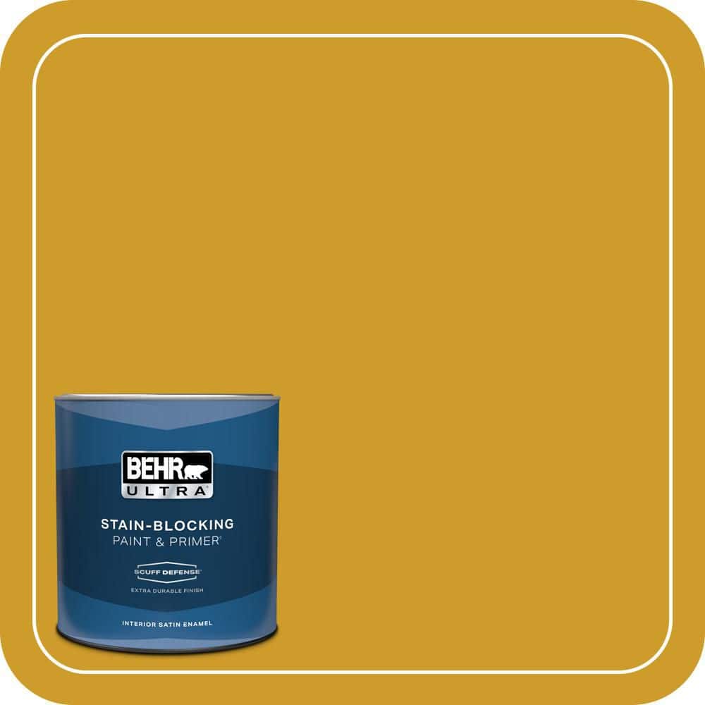 BEHR ULTRA 1 qt. #T16-09 Citronne Extra Durable Satin Enamel Interior Paint & Primer