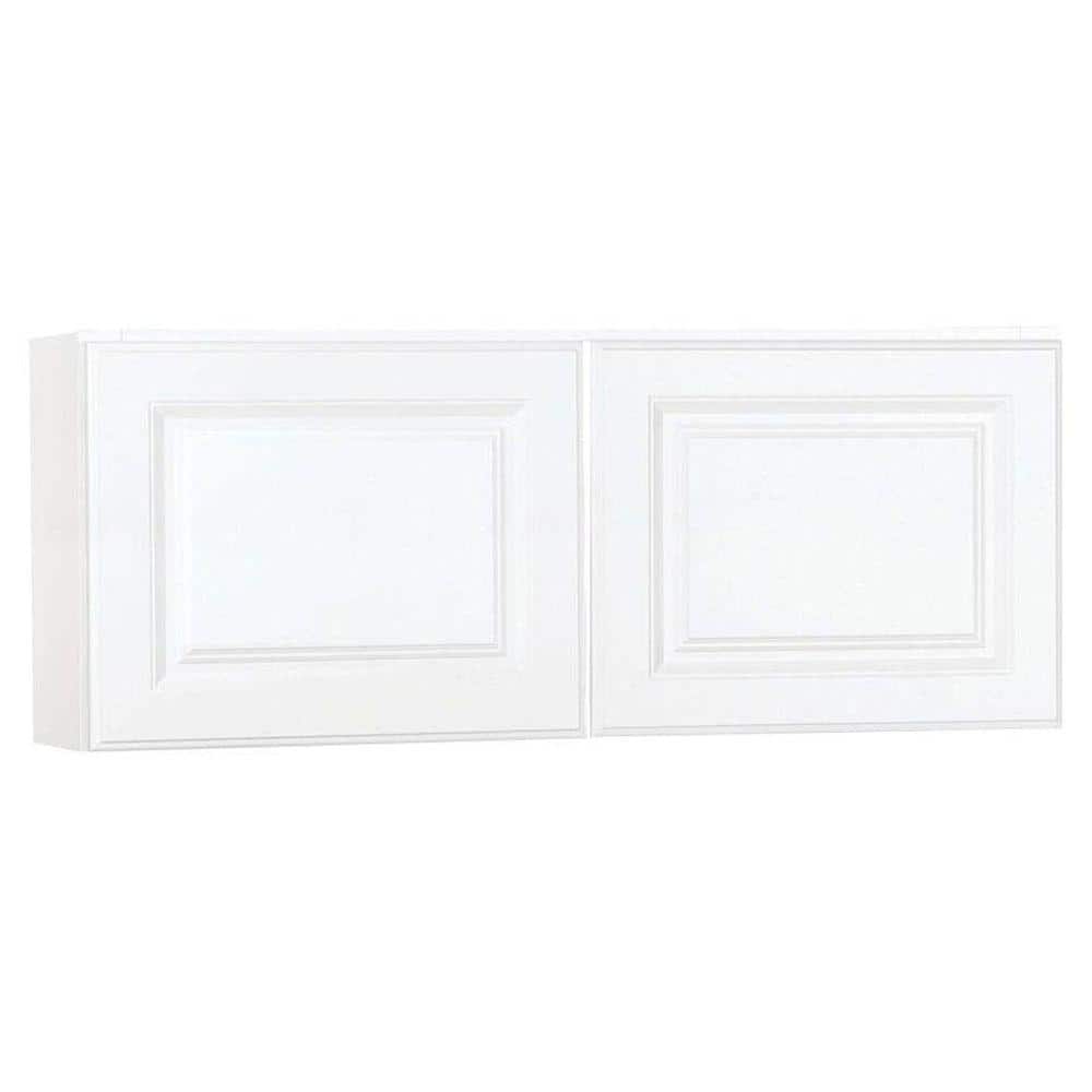 Hampton Bay Hampton 30 in. W x 12 in. D x 18 in. H Assembled Wall Bridge Kitchen Cabinet in Satin White