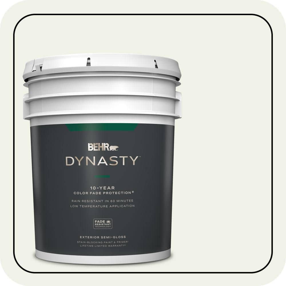 BEHR DYNASTY 5 gal. #PPU18-07 Falling Snow Semi-Gloss Exterior Stain-Blocking Paint and Primer