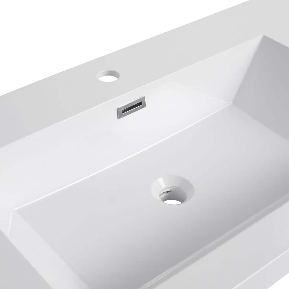LIVACA 45.3 in. x 22 in. Drop-In Bathroom Sink in Gloss White Resin with Integrated Bowl Durable Construction (3)