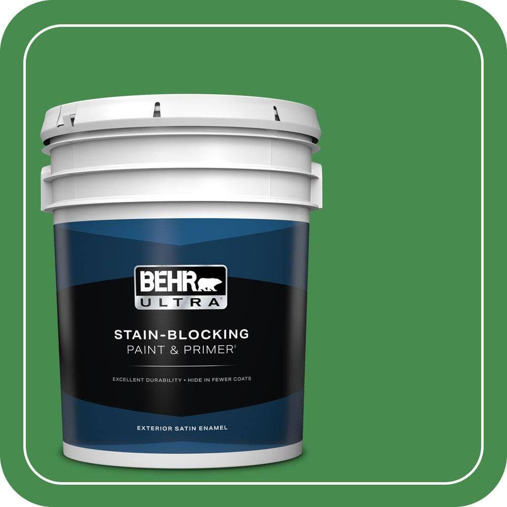 BEHR ULTRA 5 gal. #MQ4-48 Planet Green Satin Enamel Exterior Paint & Primer