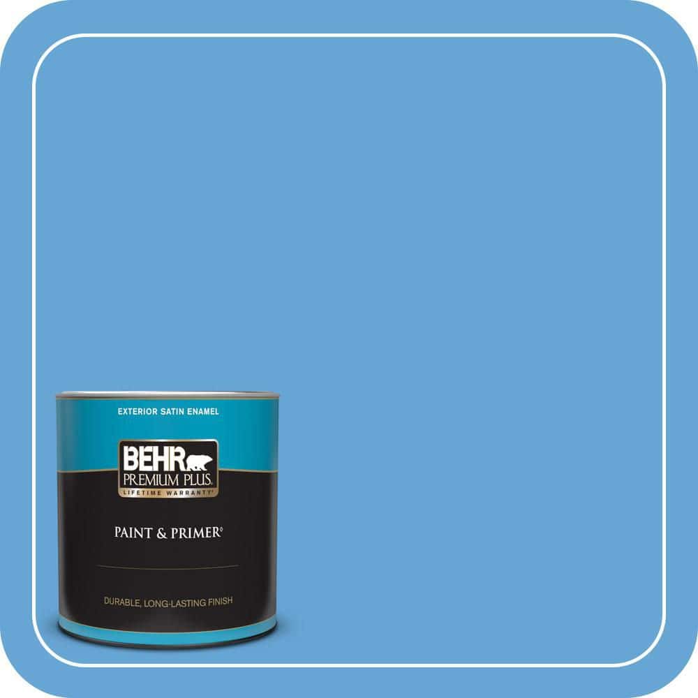BEHR PREMIUM PLUS 1 qt. #560B-5 Ocean Tropic Satin Enamel Exterior Paint & Primer