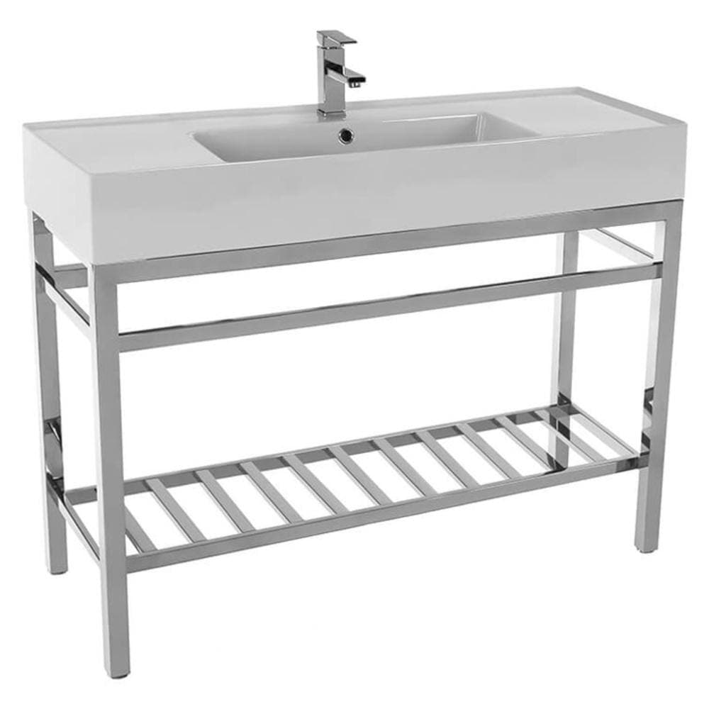 Nameeks Teorema 2-Ceramic Console Sink Basin in White with Chrome Legs (3)