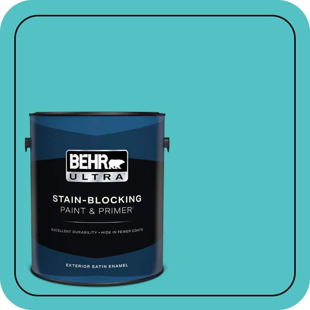 BEHR ULTRA 1 gal. #500B-4 Gem Turquoise Satin Enamel Exterior Paint & Primer