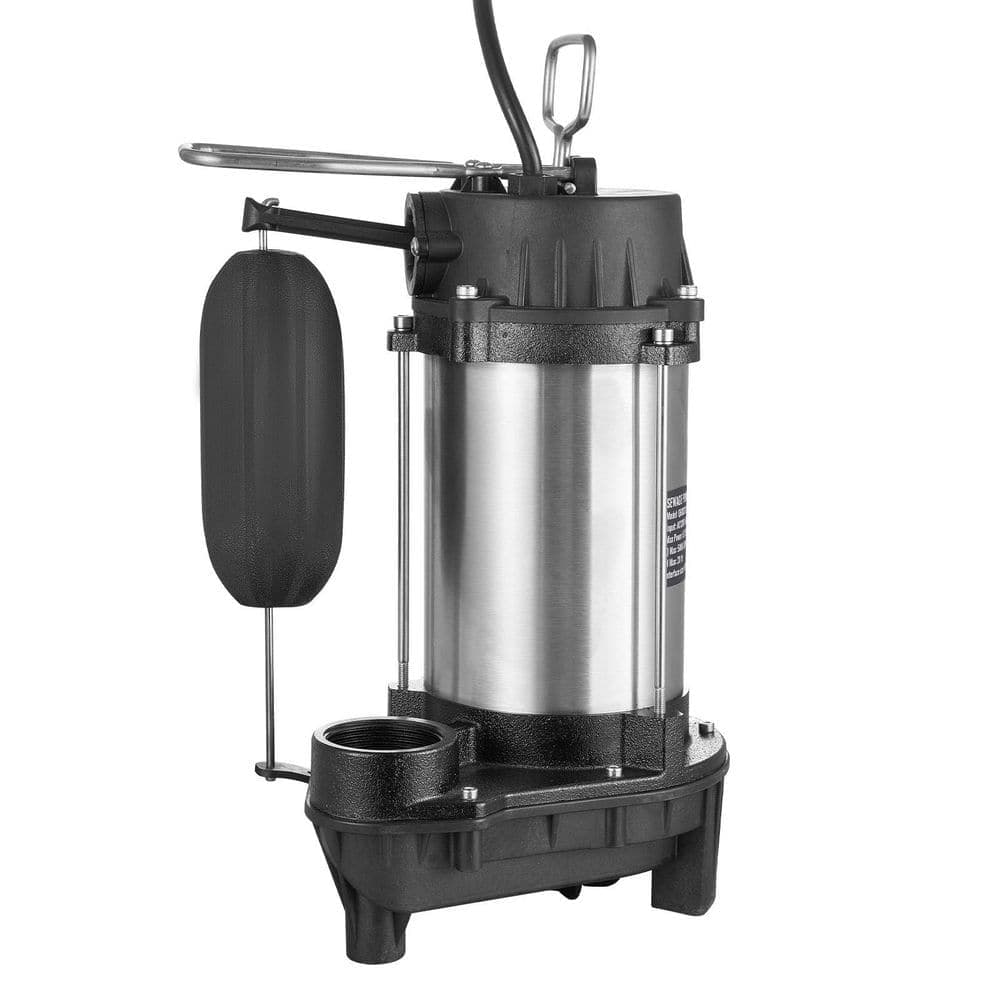 SKYSHALO 0. 75HP Submersible Sewage Pump, 5000 GPH, Cast Iron, 28 ft. Lift, 10 ft. Cord, Auto Float Switch, Stainless Steel