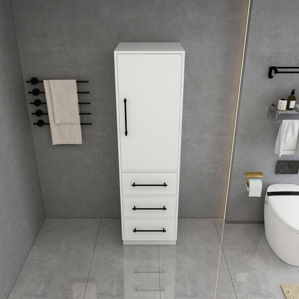 BV Better Vanity Victoria 19.7 in. W 19.5 in. D 71 in. H White Plywood Freestanding Linen Cabinet (4)