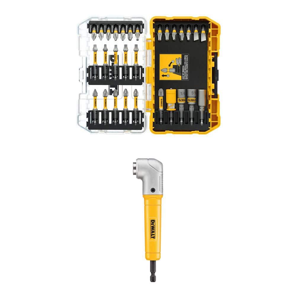 DEWALT MAXFIT ULTRA 1/4 in. Hex Steel Screwdriving Bit Set (30-Piece) and MAXFIT Right Angle Magnetic Attachment