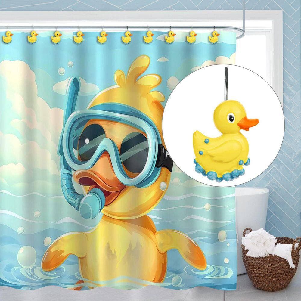 KHKFY Yellow Bubble Duck Shower Curtain Hooks, Resin Kids Bathroom Rings, Set of 12, 2.000 x 2.000 x 0.100 in. (3)