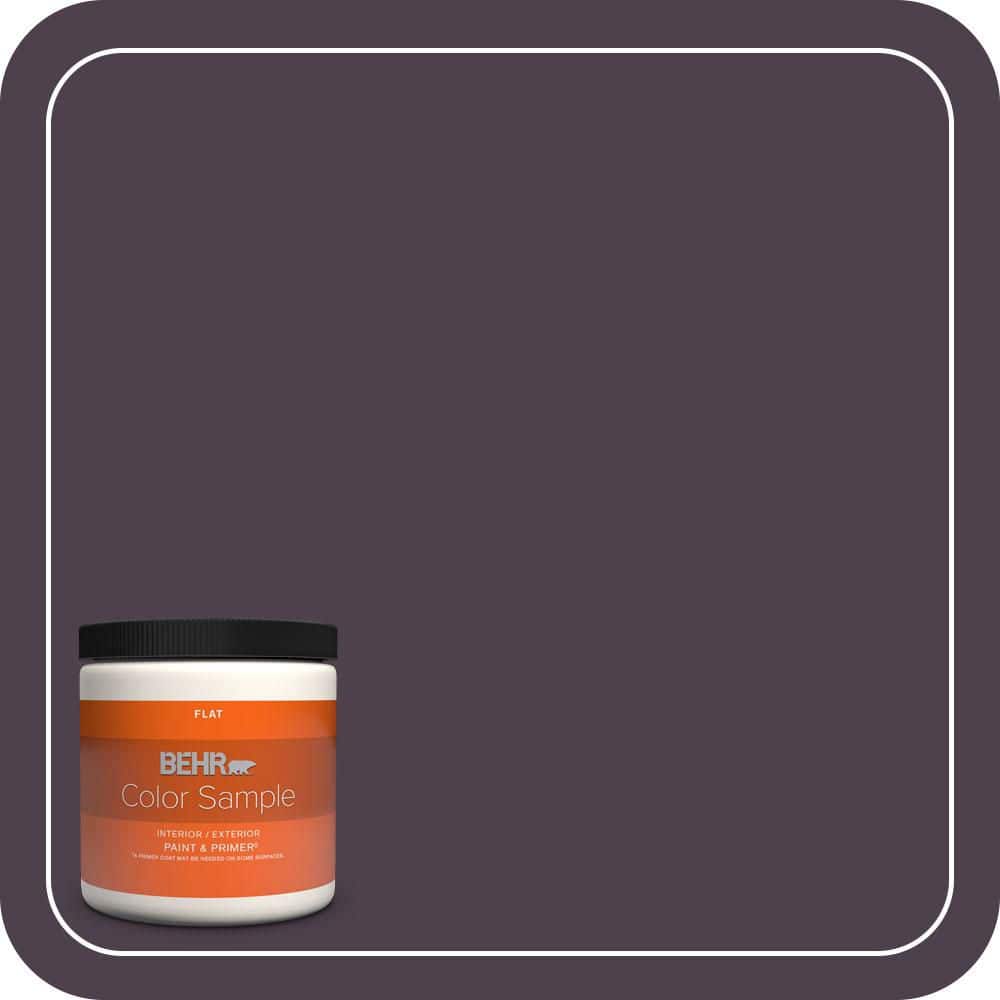 BEHR PREMIUM PLUS 8 oz. #T13-10 Plum Orbit Flat Interior/Exterior Paint & Primer Color Sample (1)
