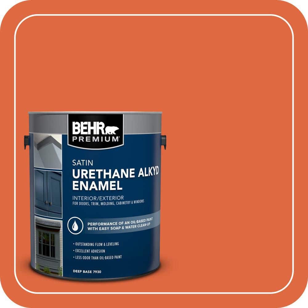 BEHR PREMIUM 1 gal. #P200-7 Bonfire Night Urethane Alkyd Satin Enamel Interior/Exterior Paint (1)