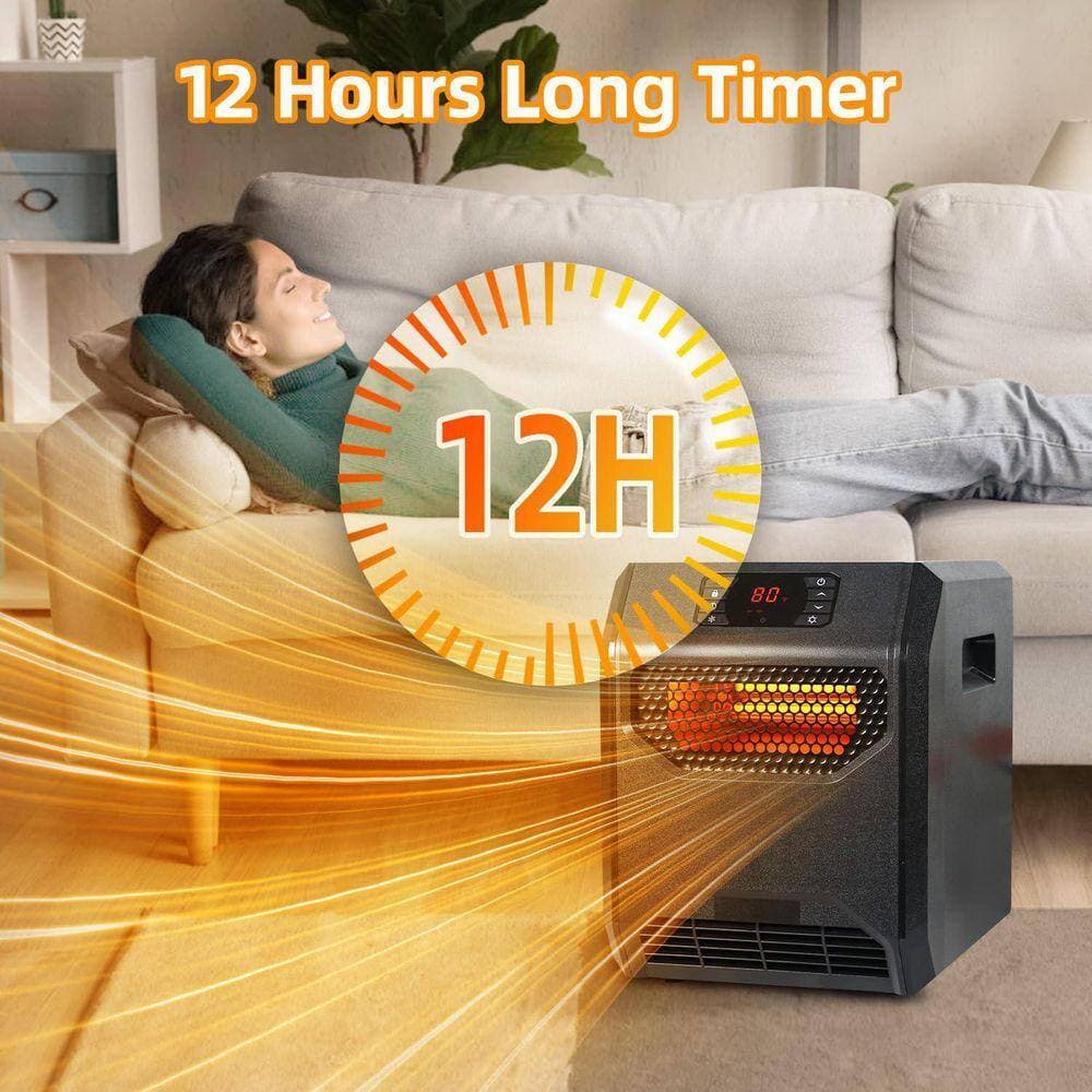 Edendirect 1500-Watt Black 4 element infrared wood heater with Timer, LED Display, Child Lock (3)