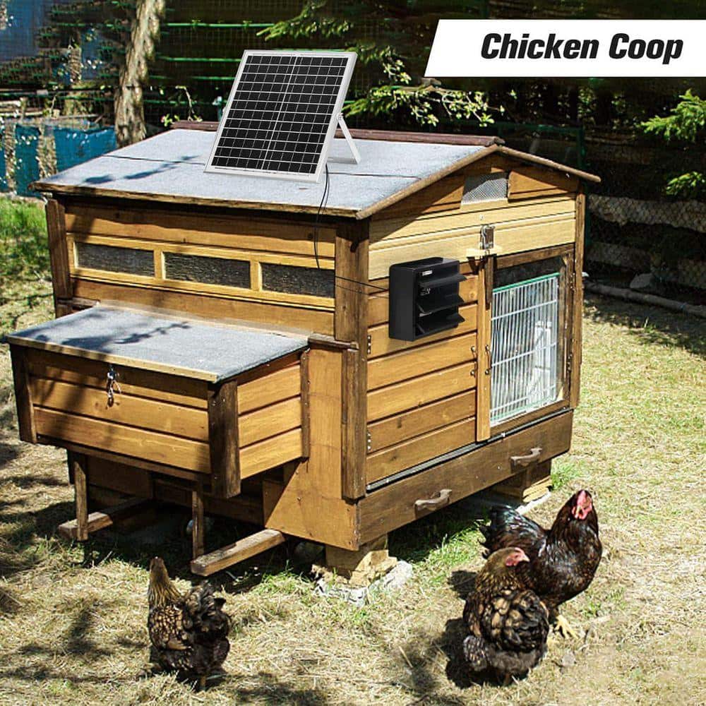 KIWDZFU 20W Solar-Powered 10" Exhaust Fan for Greenhouses, Coops, Sheds (2)
