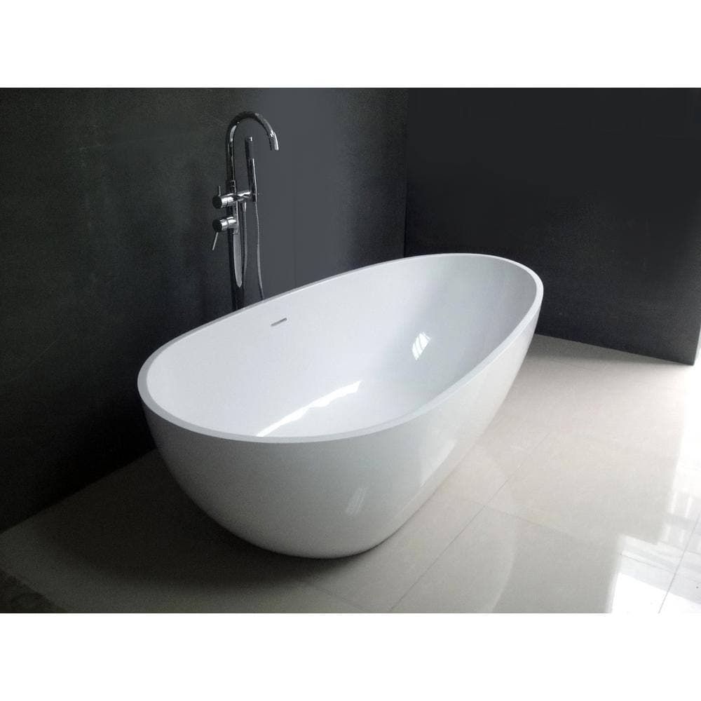 Aqua Eden Madalyn 59 in. Solid Surface Flatbottom Freestanding Bathtub in White (2)