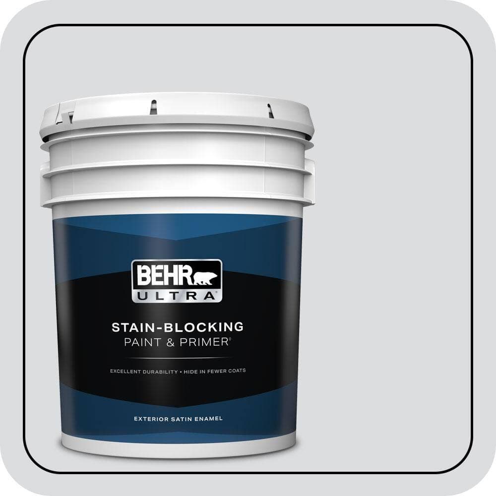 BEHR ULTRA 5 gal. #N540-1 Script White Satin Enamel Exterior Paint & Primer (1)