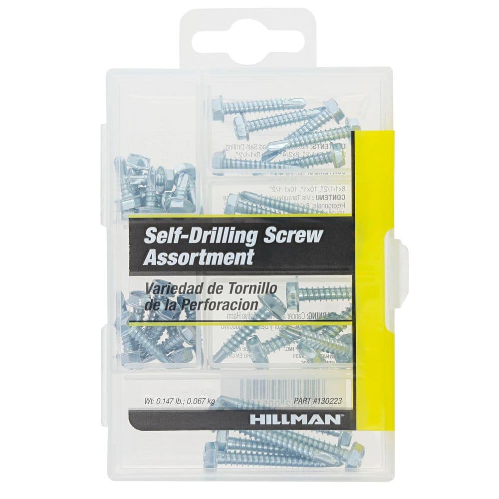 Hillman Zinc Hex Washer Hed Self Drilling Screw Assorted Kit (39-Pack) (1)